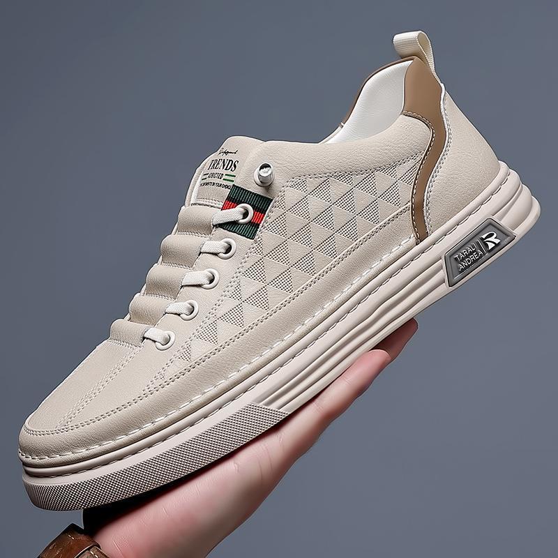 Luxury Brand Designer Shoes Casual Shoes Designer 2026 Summer Men's Breathable Thin Soft Leather White Casual Shoes Trendy Versatile Sports Ska