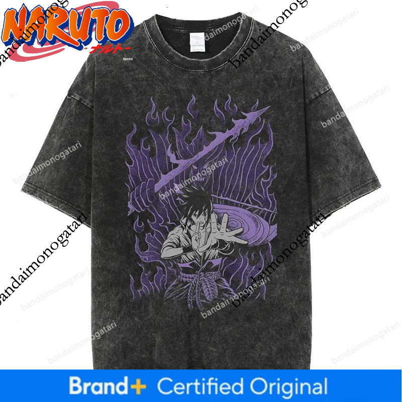 Washed Cotton Hip-Hop Naruto With Anime Print, Summer Street Style, Japanese Unisex T-Shirt 9938 20A7 832B