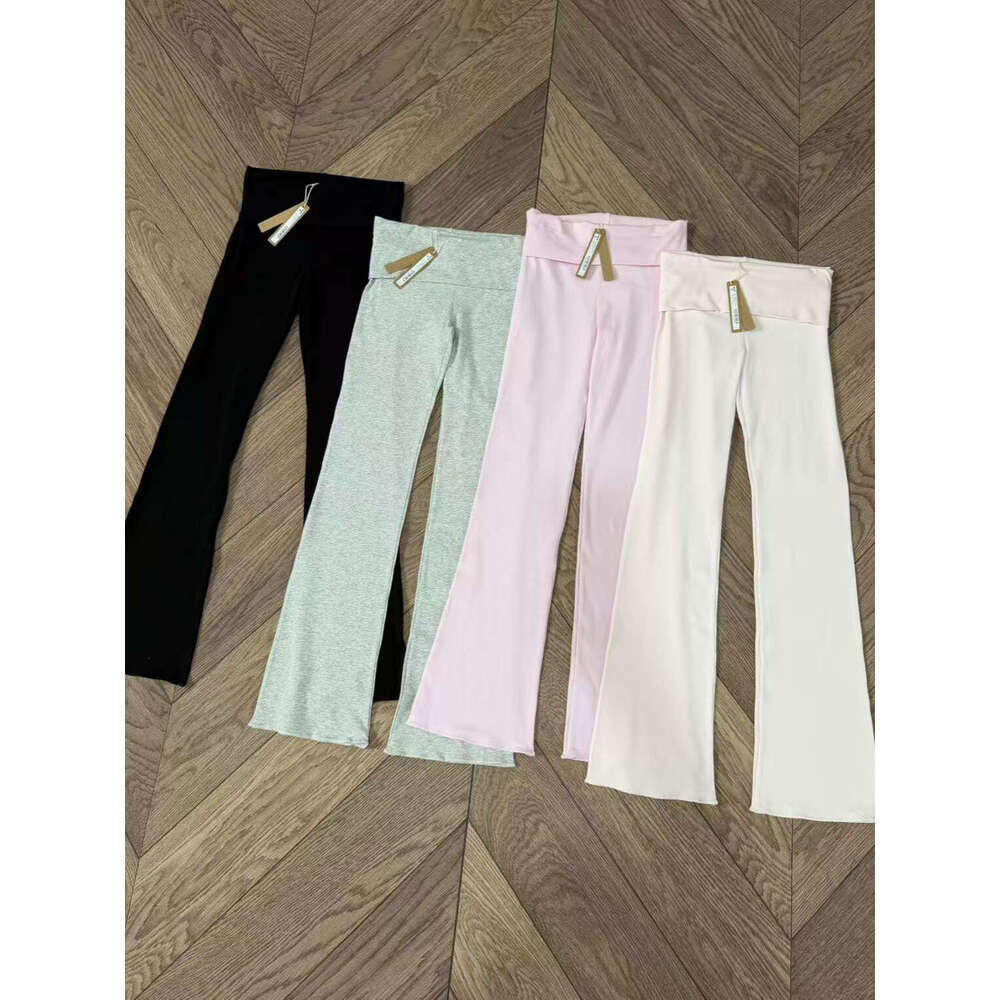 Designer Kardashian Womens Pants cotton Trousers 2 pieces Slim Shirts Short Sleeve Summer Set Fitted Waist T-Shirt Fold Over Flare Pants Quickly Dry