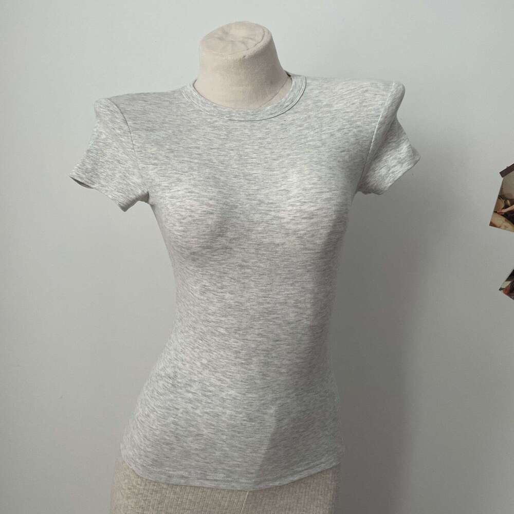 Hourglass Slim-Fit Short Sleeve 2026 Summer New Style, Loose Fit, Slimming, High-End Feel, Top, Base Shirt 684