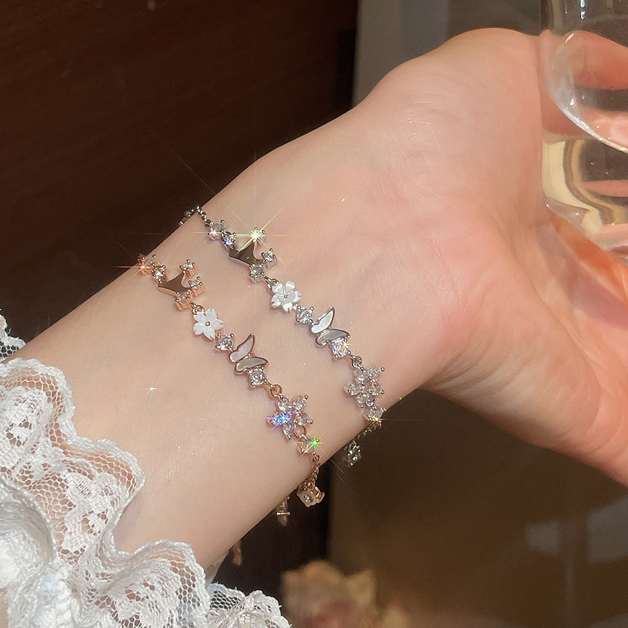 Hot-Selling Women's 2026 New Luxury Niche Exquisite Color-Retaining Butterfly Bracelet-image-1110000375