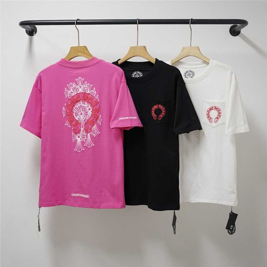 Correct Version High-Quality New CH Crow Cross Horseshoe Sanskrit Foam Print Short Sleeve T-Shirt{category}