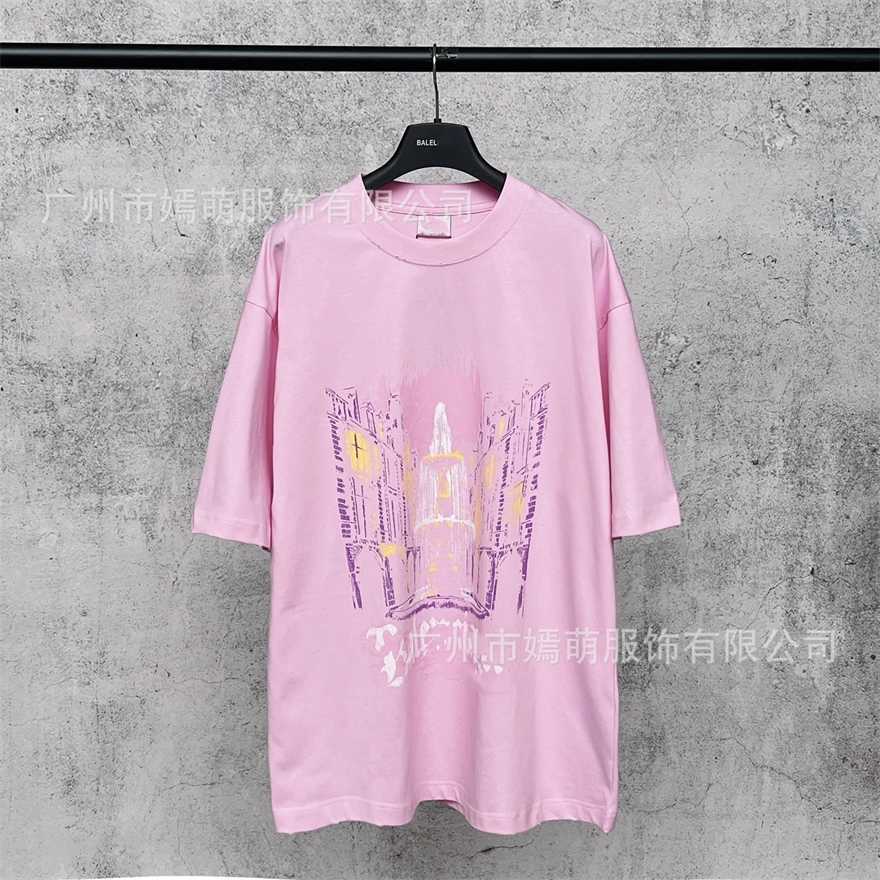 Correct version of the Paris 26SS Eiffel Tower series direct-print casual crew neck short-sleeve T-shirt fashionable and versatile for both men and