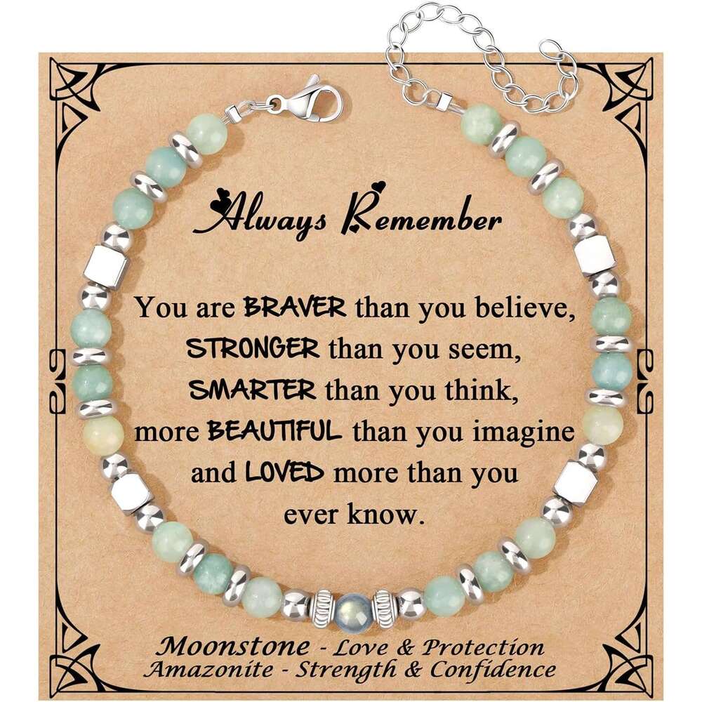 Bracelet de perles en acier inoxydable avec jaspe impérial multicolore amazonite, cadeau pour l'obtention d'un diplôme, Noël, la Saint-Valentin,