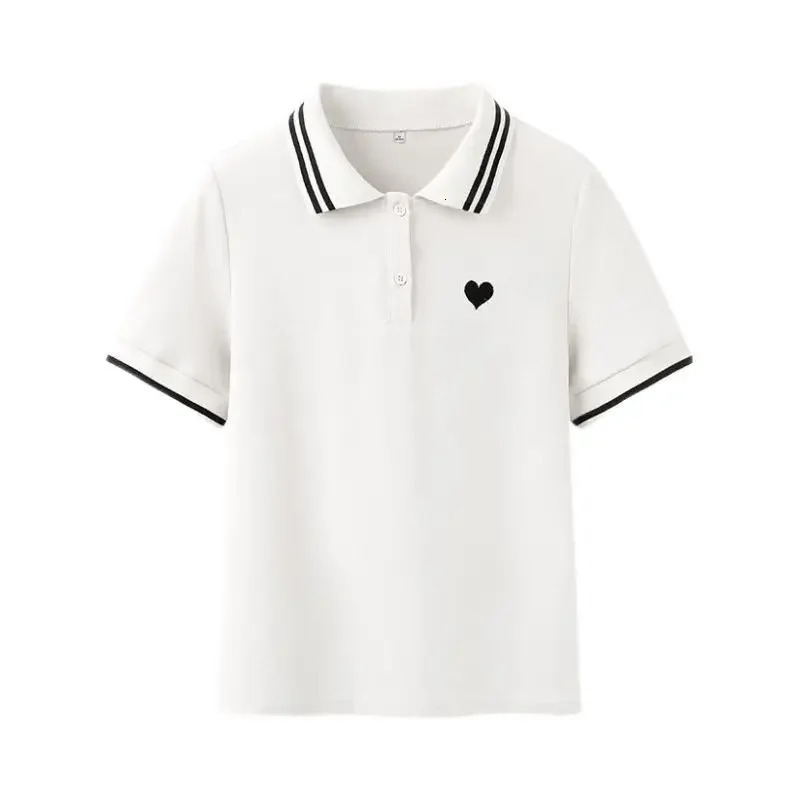 Camicia a collo alto per donna Bottone 100 cotone Bianco ricamo Baggy Donna T Pulover Abbigliamento coreano di alta qualità Gioventù 260610