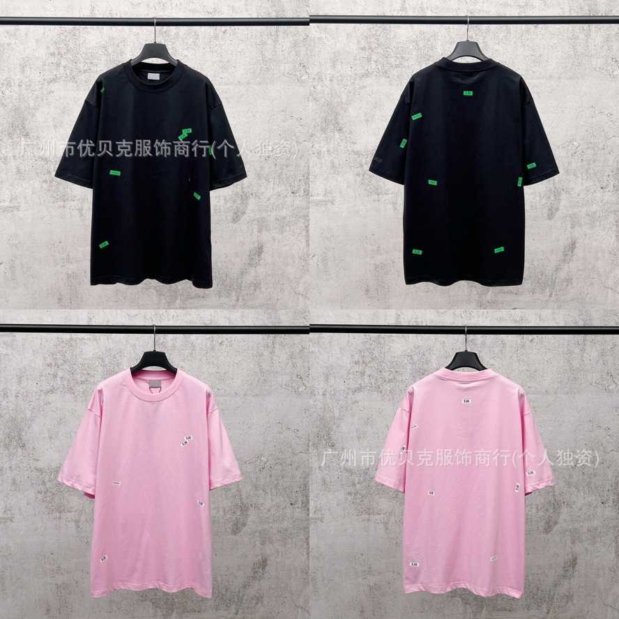 High-end Paris new model B-brand 520 sticker print left sleeve embroidery loose plus-size short-sleeve T-shirt wholesale{category}
