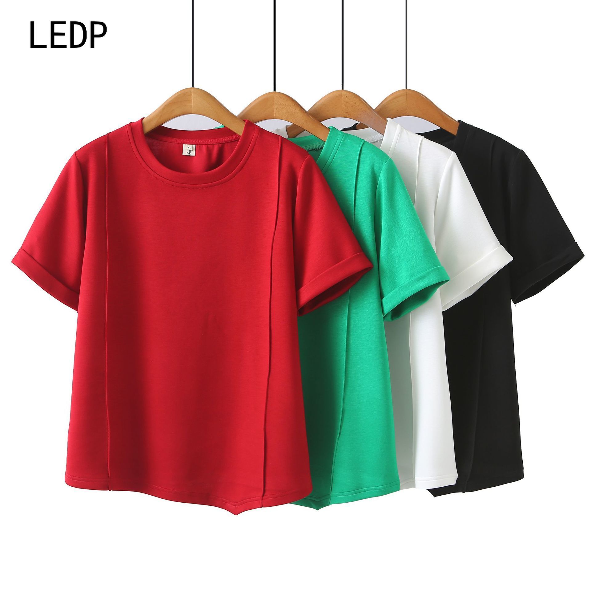 181230 Pure cotton loose slim plus size women's T-shirt with belly-covering design, suitable for daily commuting and leisure, versatile and-image-1110089006