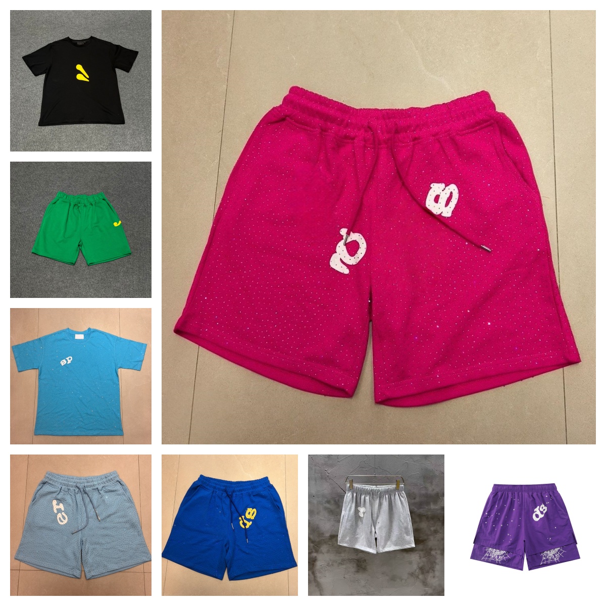 Men's designer shorts Outdoor Embroidery graphic t shirt Sports Stretch Fitness Double Layer short pants Cotton Rhinestone tracksuit mens desig