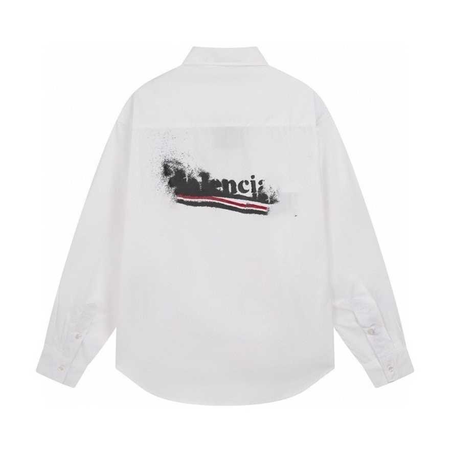 Trendy Brand Paris B Home Spring and Autumn Style Fuzzy Content Coke Direct Spray Print Unisex Loose Fit Turn-down Collar Long Sleeve Breathable2GML