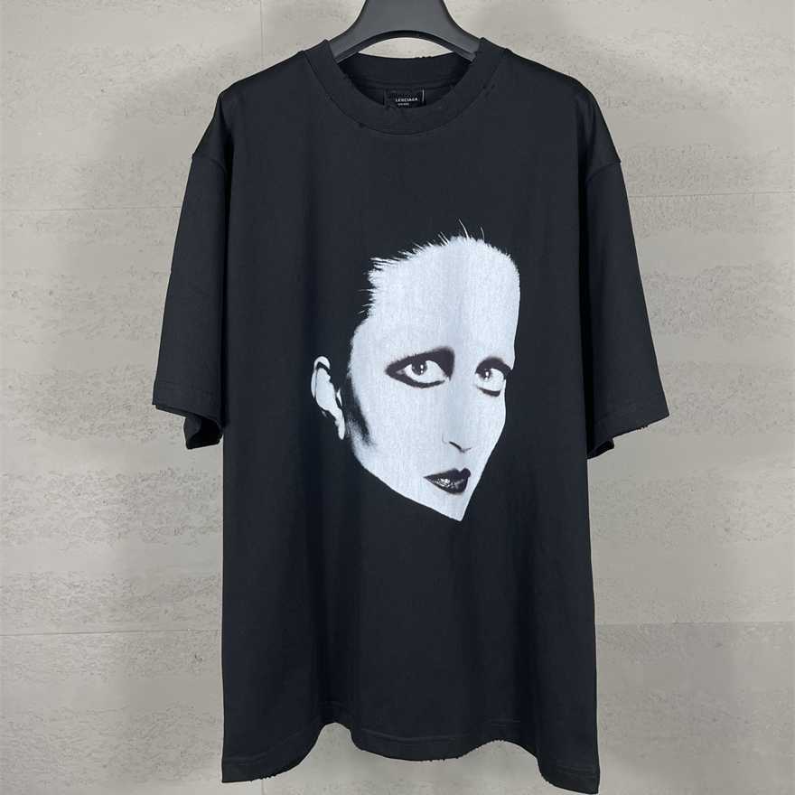 B Brand Version Paris Collaboration Music Series Character Front and Back Print Distressed Limited Edition Short Sleeve T-ShirtBEZ5
