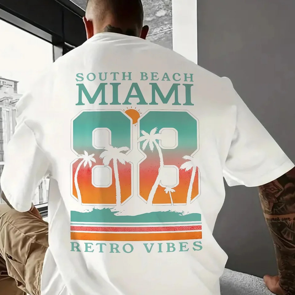 Mens Miami 83 Retro Shirt Short Sleeve Round Neck Sports Womens Tshirt Unisex Casual Daily Wear Summer 260611