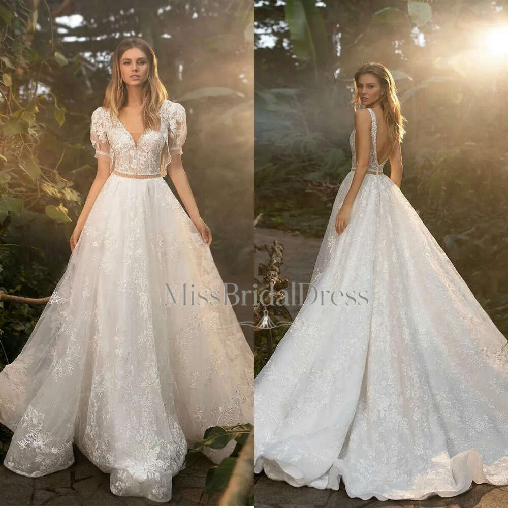 Beach Wedding Dresses Half Sleeves A Line Bridal Princess Gowns Plus Size 4 6 8 10 12 14 16 18 20 22 24 Mb612