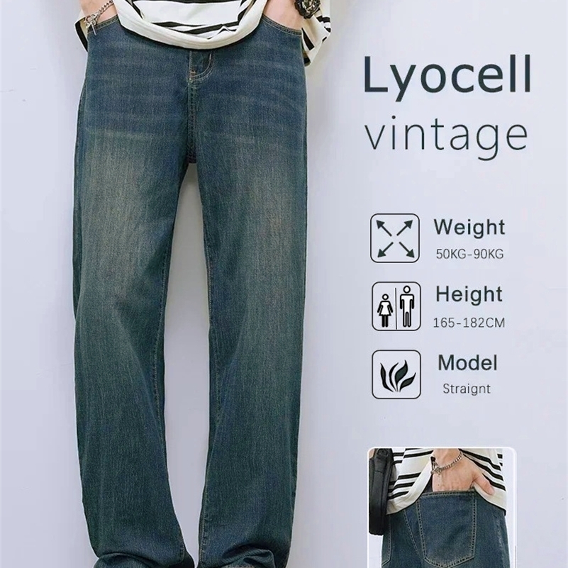 2025 Primavera Autunno Uomo Dritto Vintage Fit Jeans Pantaloni casual Alta qualità Maschile Moda coreana Baggy Pantaloni larghi in denim y260604