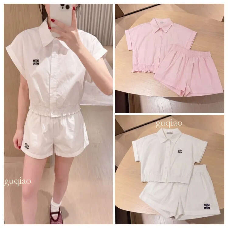 Designer Clothes Women Two Piece Set Women Womens Letter Embroidered Two Set Short Sleeve Crop Shirt Elastic Waist Shorts Loungewear High Quality Cl