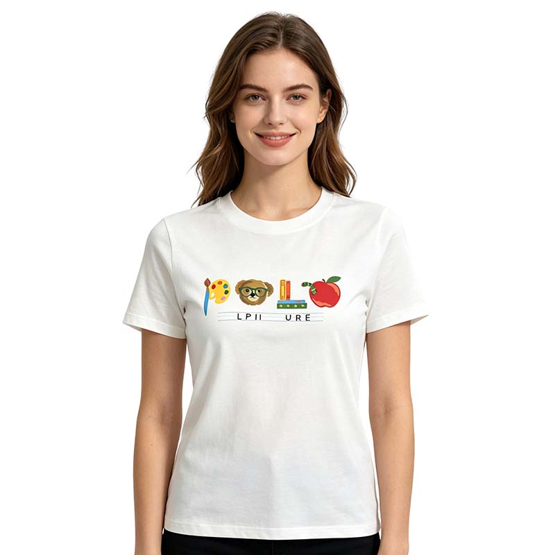 Women Cotton T Shirt Cartoon Printed Short Sleeve mens Crew Neck Tee Casual Loose Fit Top Breathable Comfortable Daily Wear Multiple Styles Availabl