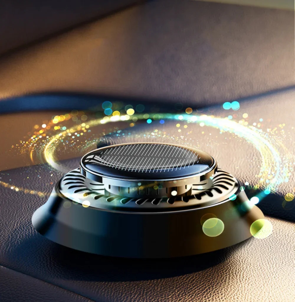 Solar Powered Car Aroma Solar automatic rotation Car Air Freshener Fragrance Car Ornaments Car Diffuser for Essential Oil 260610
