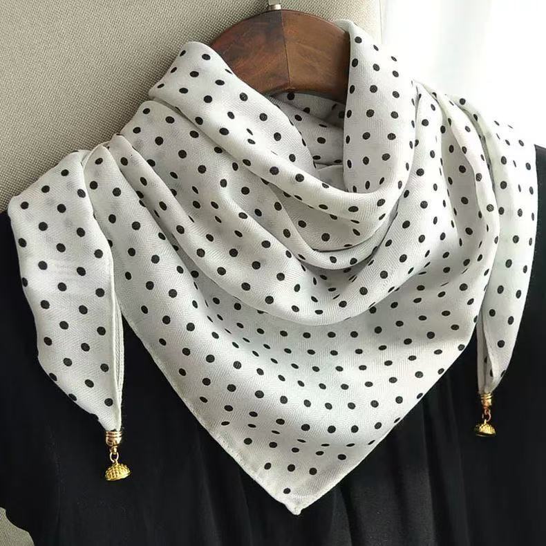 Women Neck Scarf 2026 New Silk Cotton Warm Triangle Square Scarf Magnetic Clasp Elegant Versatile For Spring Summer Autumn Winter