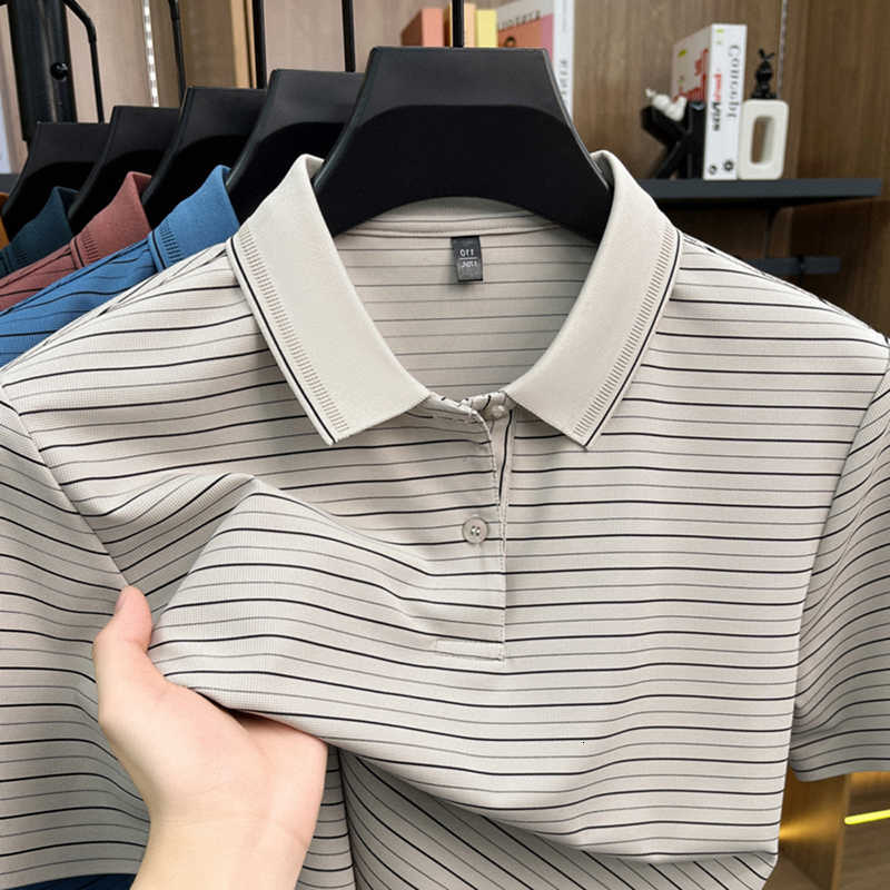 sleeve Personalized striped short shirt mens fashion summer new breathable comfort high-quality business casual T-shirt M260612