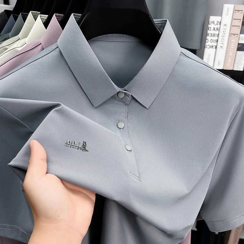 Solid Color Shirt Mens With Small Detail Breathable Fabric Short Sleeve Lapel Top For Business And Daily Wear M260612