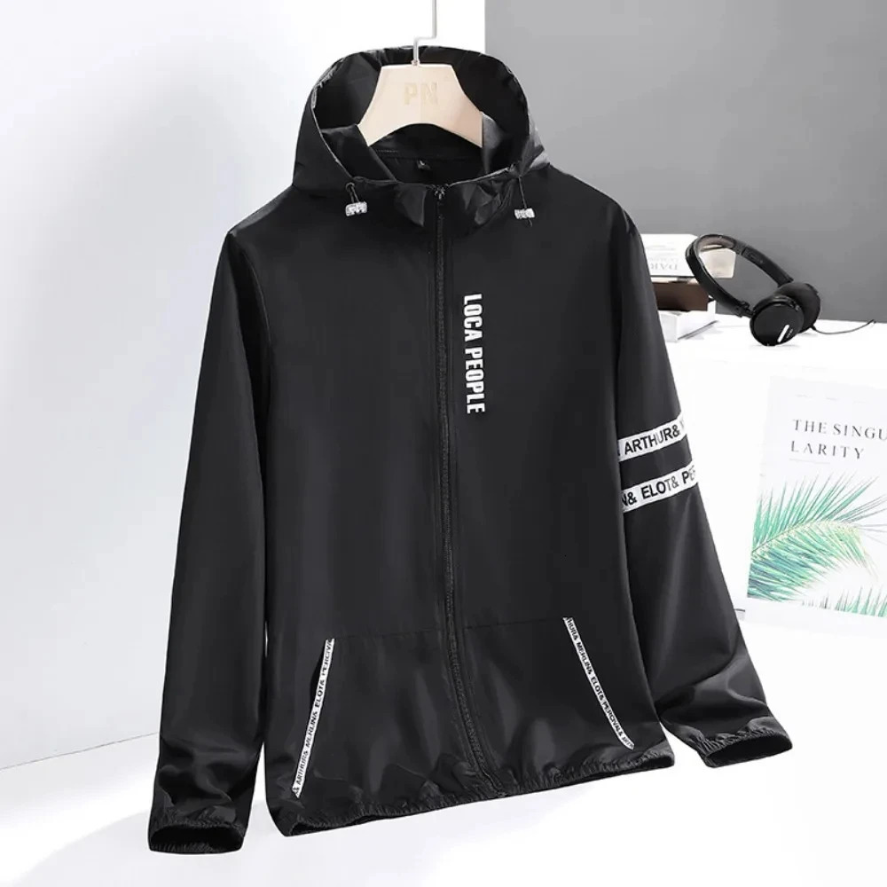 Mens UPF 50 Sun Protection Jacket Lightweight Windbreaker with Stand Collar Breathable Packable for Hiking Running Travel 260612