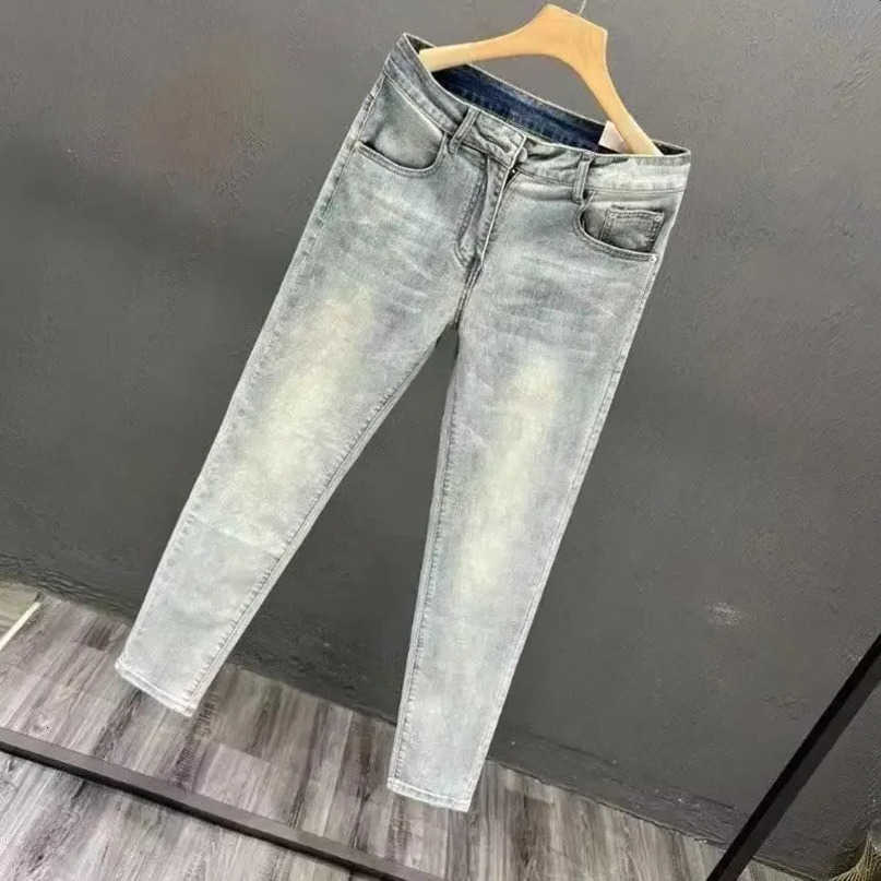 blue summer mens washed jeans slim fit elastic waist pants casual style weight loss effect Sihoude smooth S260612