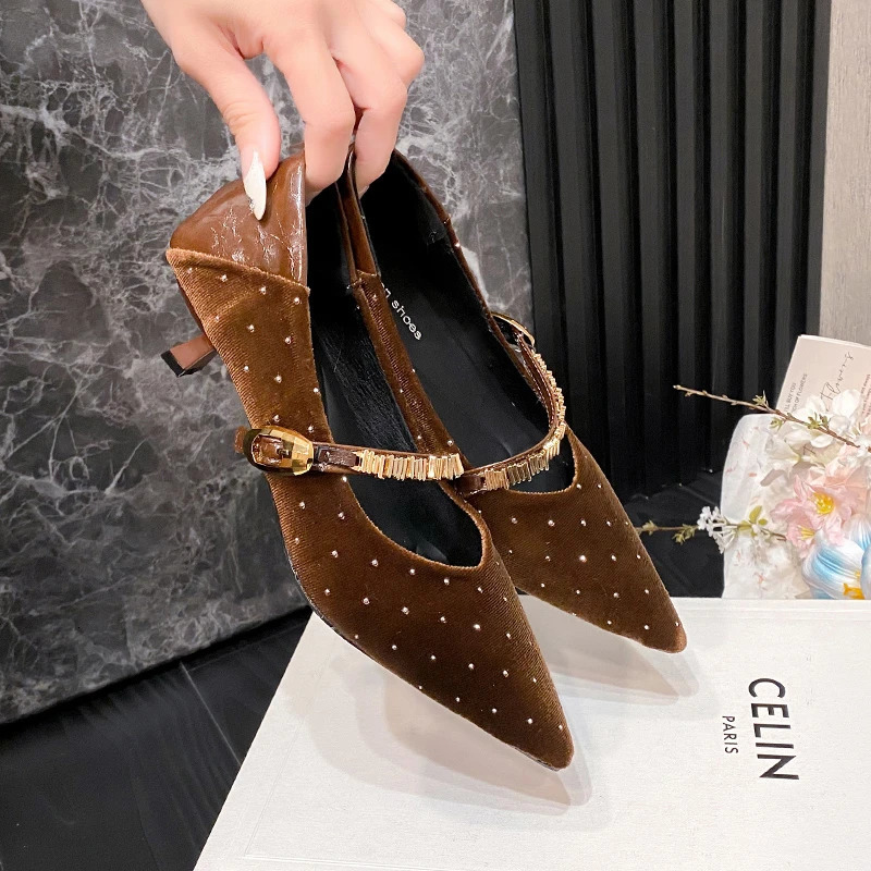 Elegante spitze Mary-Jane-Schuhe für Damen, Frühling, High-End-Mode, vielseitige Pumps mit sexy Stiletto-Absätzen 260612