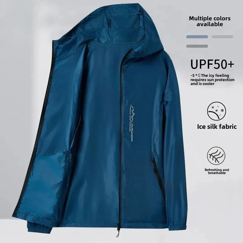 Summer Mens Sunscreen Jacket Ultra Light Ice Silk Breathable UPF50UV Resistant Cycling Coat City Commuter Outdoor Hiking Jacke 260611