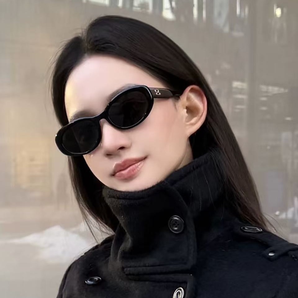Oval Retro Women, High-End UV Protection Fashionable Black Frame For Men, New Style Sunglasses