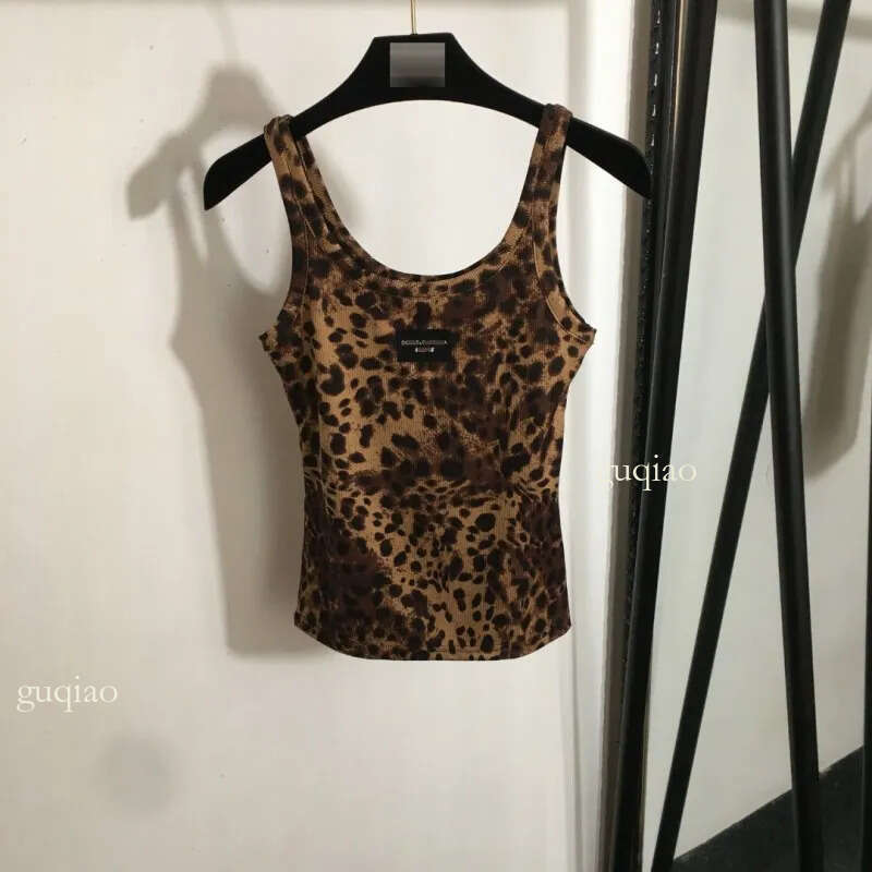 Designer Tank Top Womens Leopard Print Ribbed Cotton Tank Top With Logo Letter Patch High Quality Summer Clothes Women Designer