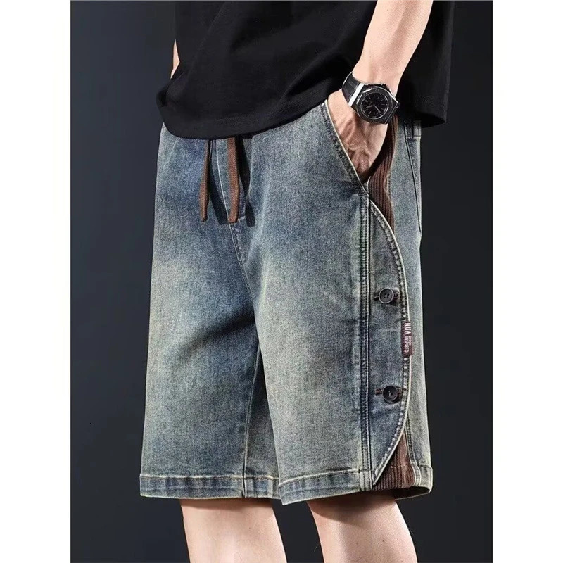2026 Mens Summer Baggy Denim Shorts Casual Cargo Five Inch Straight Leg Loose Fit Plus Size Streetwear Vintage Hip Hop Co 260605