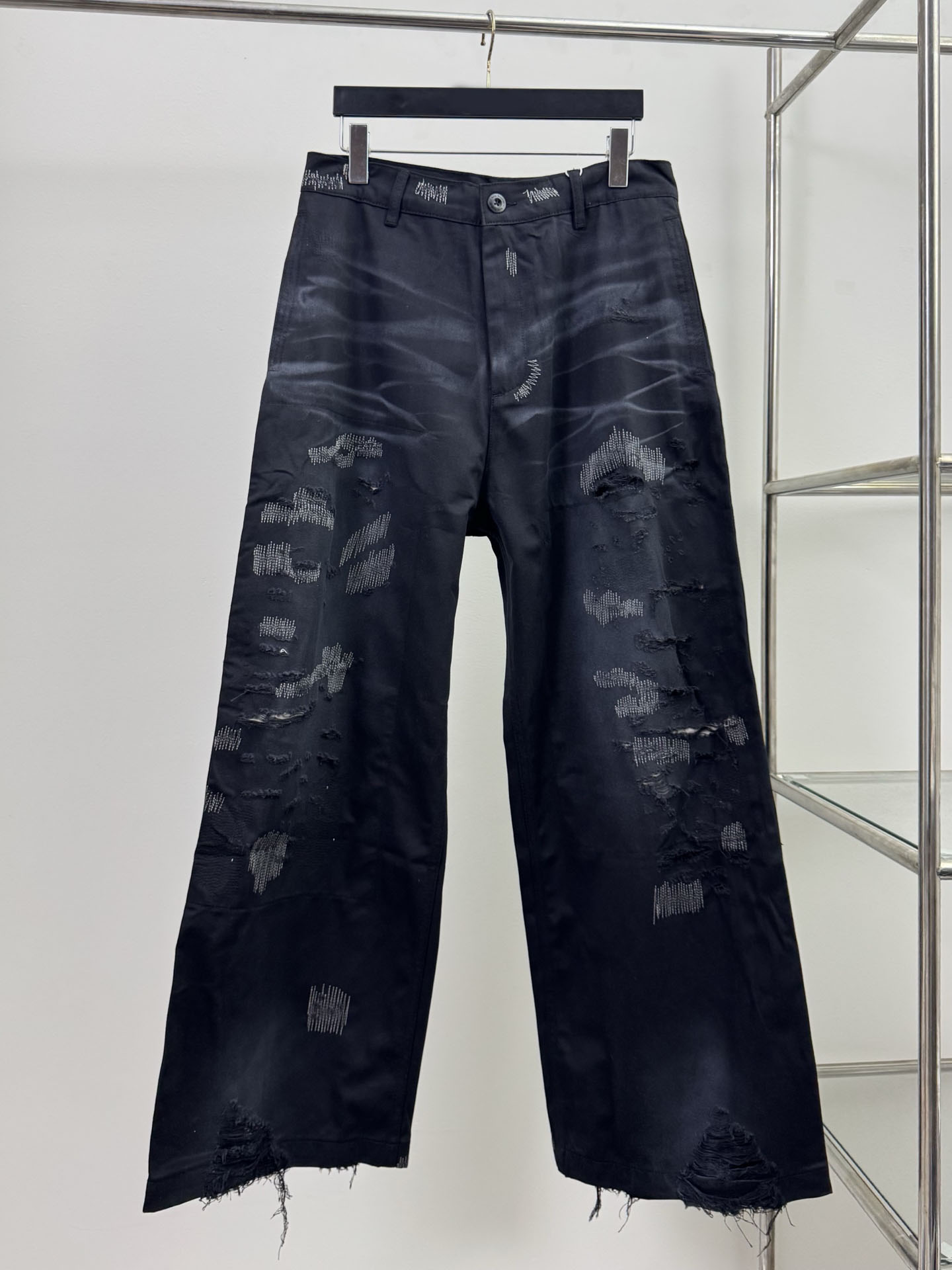 Men's Jeans Mens Harajuku Retro Hip Hop Cartoon Embroidery Baggy Denim Pants Street Gothic Wide Trousers Streetwear p1272 AS