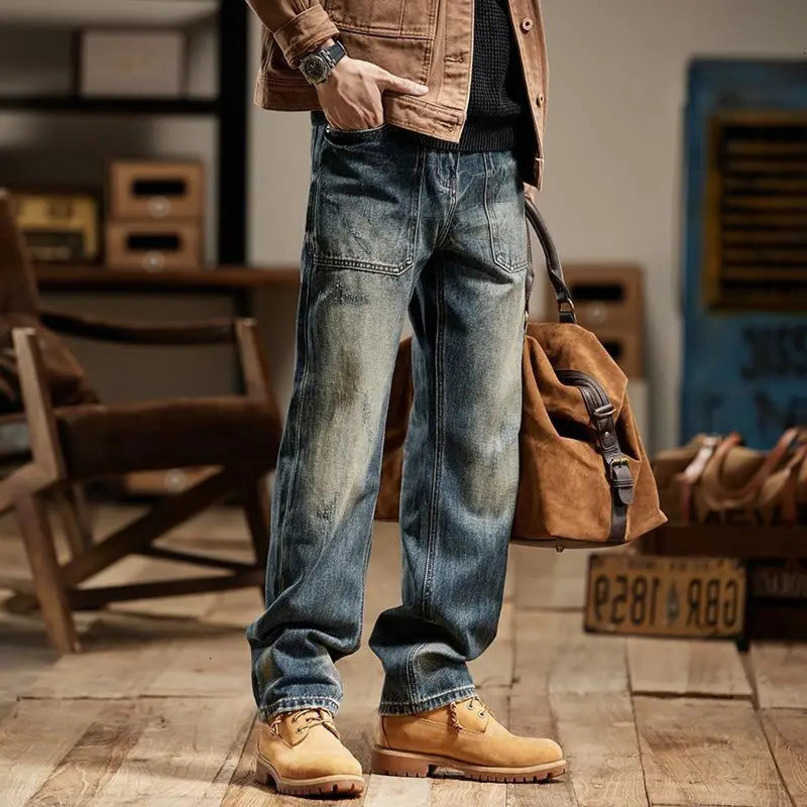 Jeans Mens Spring Autumn Cowboy Pants Cargo Work Wear Wide Leg Harajuku Regular Trousers High Quty Y 2k Vintage In S260612