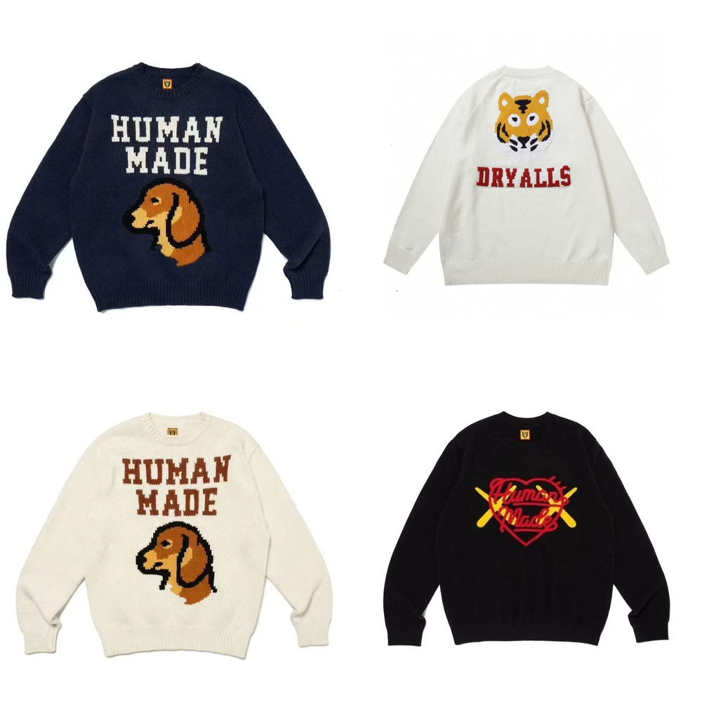 Designer Mens Sweater Japanese Retro Human Heart streetwear Knitted Long Sleeve Pullover Top Unisex Sweater Warm Jumpers Humanmades Pattern Knitwear
