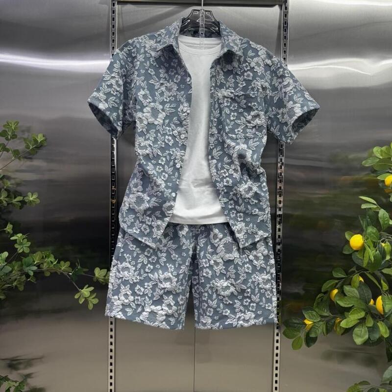 Tracksuit Men Designer Men's Shirt And Mens Shorts Casual Suit Set For Men Embossed Print Shirt Jacket Pants Two Piece Fall Couple Outfit