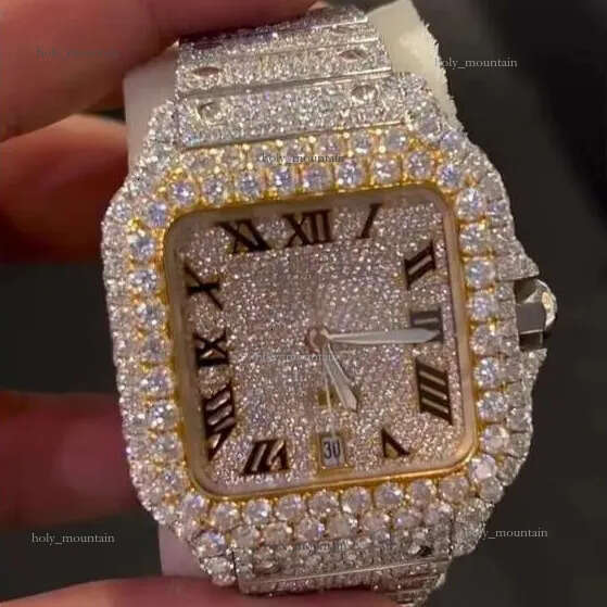 high quality Men's moissanite diamond watch hip hop iced out watch meticulously crafted from durable metal a luxurious moisanite watch for the
