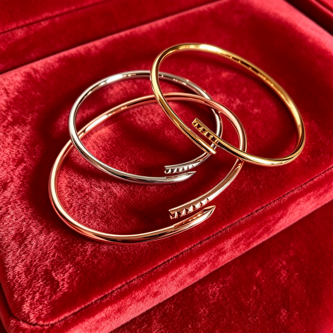 Designer Jewelry High Quality Luxury Inspired Nail Design Bangle 3 Colors Available Polished Metal Open Cuff Minimalist Statement Jewelry for Women