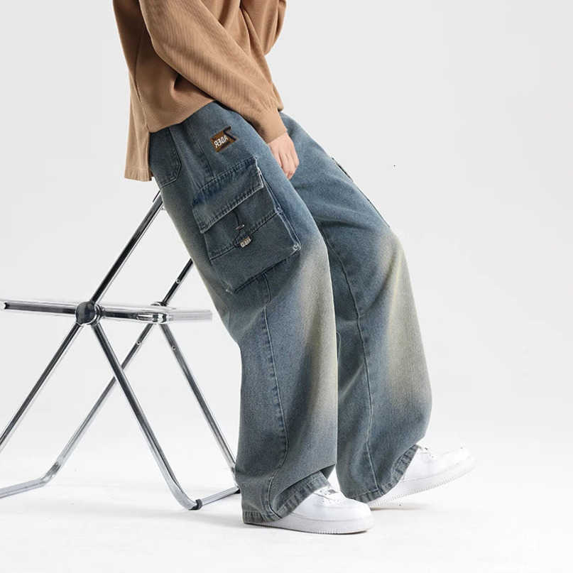 Mens Big Cargo Jeans Loose Wide Leg Straight Denim Pants Autumn Casual Baggy Cowboy Trouser Plus Large 8XL S260612