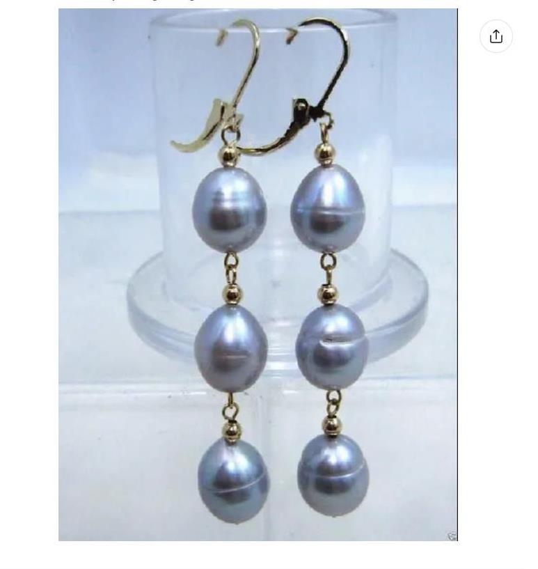 11X13MM gray (gray) Nanhai Natural Pearl Earrings 14K pure gold hook