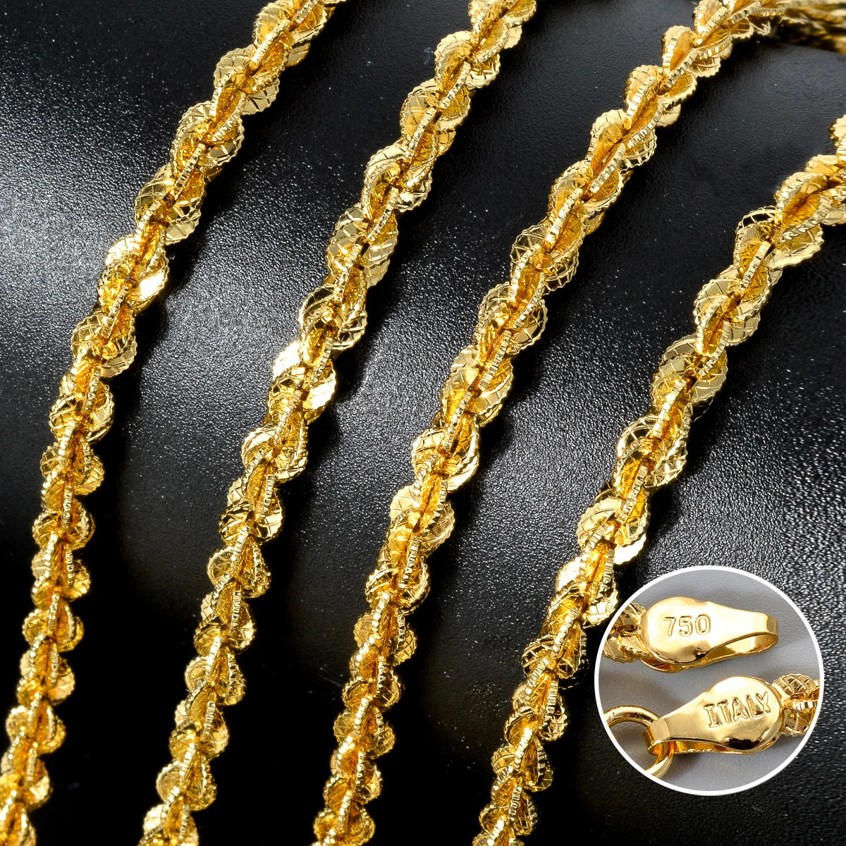 ZEA Dear Fashion Width 4mm Italian 750 Gold Plated Dubai Chain Metal necklace Simple jewelry birthday gift 260611