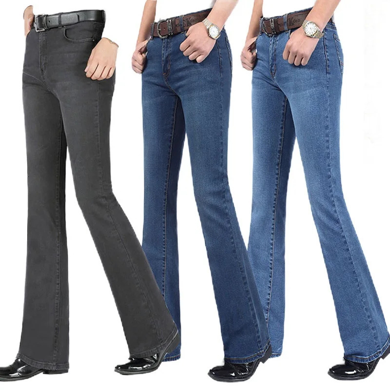 Mens Flare Jeans Mid-Rise Elastic Flare Jeans Fashion Men Flare Jeans Mens Denim Pants Multiple Color Size 26-40 260612