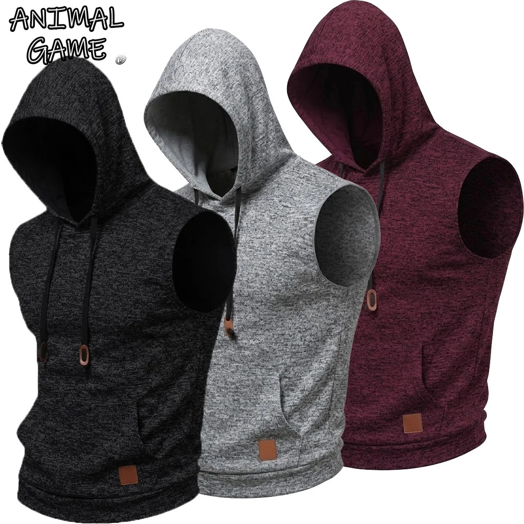 Mens Sleeveless Hoodie Lightweight Hooded Sweatshirt Vest Workout y Clothes Tank Tops Fitness Hoodies for Men 260612