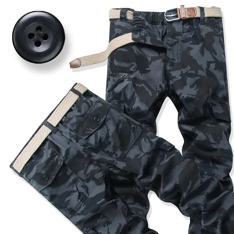 Mens Camouflage Pants Mens Tactical Overalls Hiking Premium Elasticated Waist Multi Pocket Large Size Cargo Trousers 260611