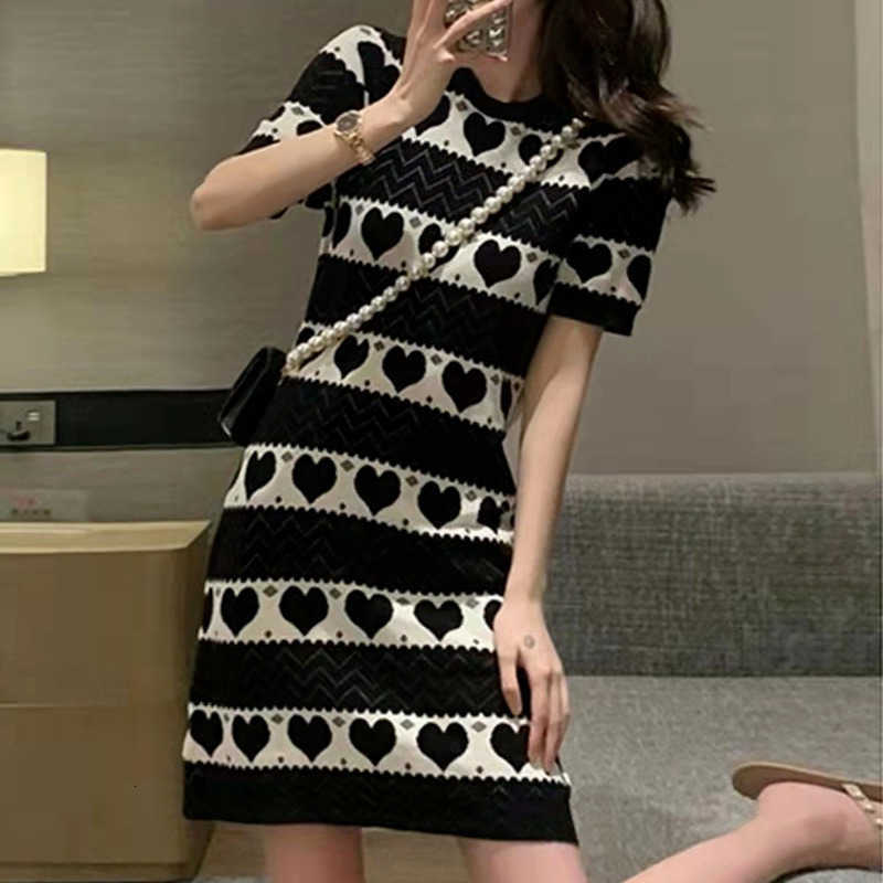 Dresses Casual Summer Striped Sweater Dress Women Knitting Cotton Above Kn Black Short Slve Dresses S260612