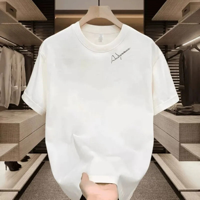 Mens Cotton Tshirts Fitted Black 5XL T Shirt for Men Casual Summer Wear Fashion Letter Print Tee Shirts White Clothing 260612