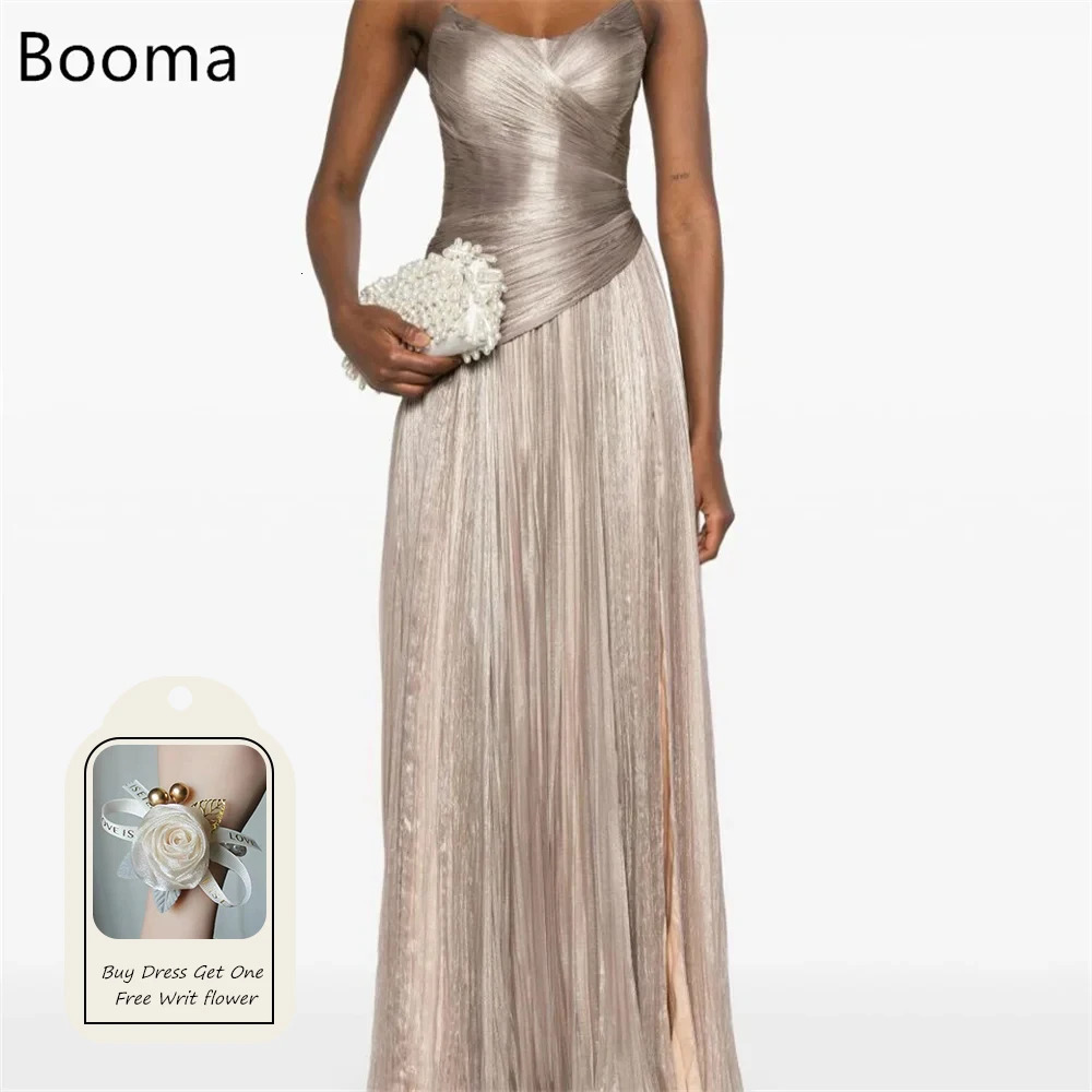 Booma ALine Strapless Shiny Pleat Sleeveless Evening Dresses Formal Party Gowns for Women Corset Elegant Prom Gown Customize 260612
