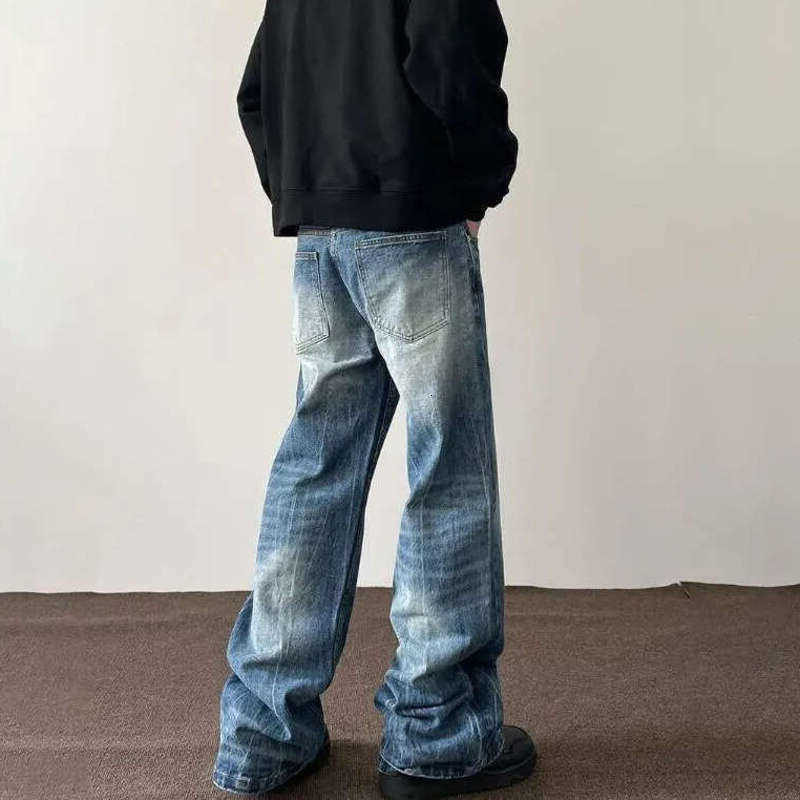 Men Clothing Men Designer Pants Loose Wide Leg Denim Jeans Vintage Light Blue Distressed Washed Trousers For Men Casual Daily Party Streetwear Q2606