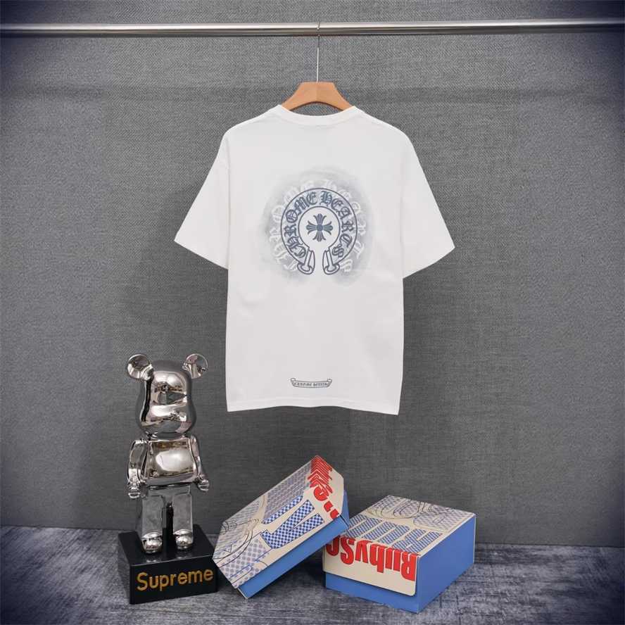 Correct version CH Chrome Summer Cross and Horseshoe Print Short Sleeve T-shirt Couple Style{category}{category}WWYH