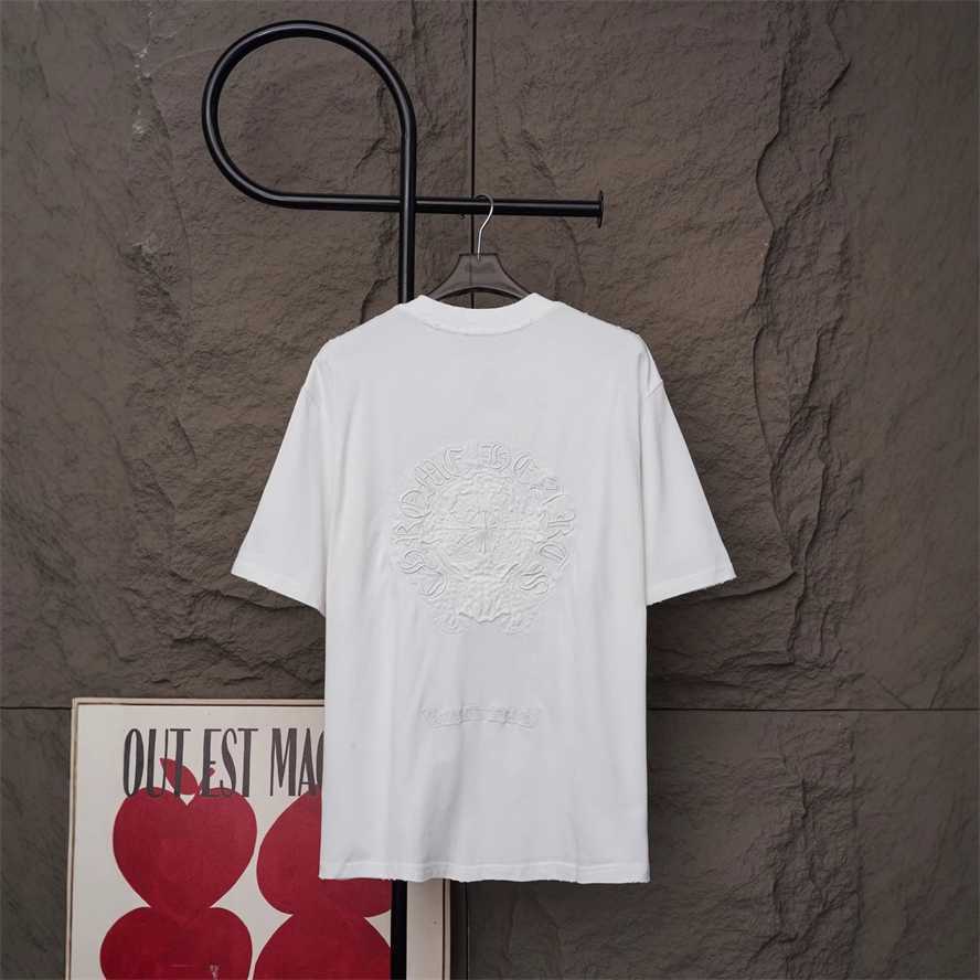 Correct version of CH Chrome Summer Laser Burnout Appliqu Embroidery Short Sleeve T-Shirt for Couples{category}{category}YDE0