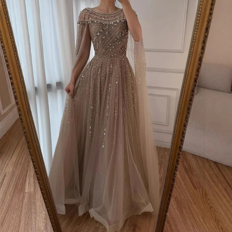 Luxury Evening Dresses Long Sleeve Beading Formal Gown for Occasion Serene 2026 Custom Made