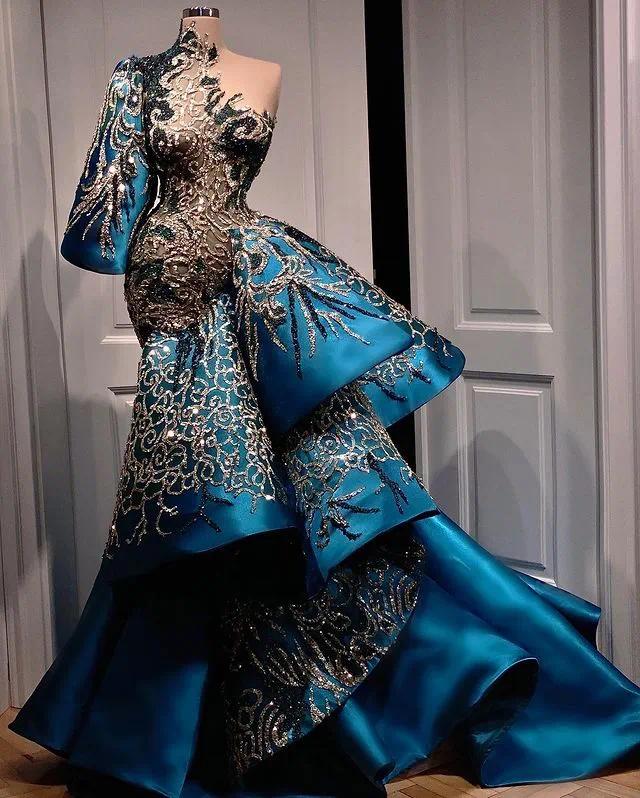 Plus Size Arabic Aso Ebi Luxurious Stylish Sexy Prom Dresses Lace Beaded Mermaid Evening Formal Party Second Reception Gowns